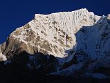 Rolwaling 08 02 Tengi Ragi Tau At Sunrise From Camp Below Tashi Lapcha Pass In Thame Valley Tengi Ragi Tau (6943m) shone in the early morning sunshine from our camp between Tashi (Tesi) Lapcha pass and Thame.